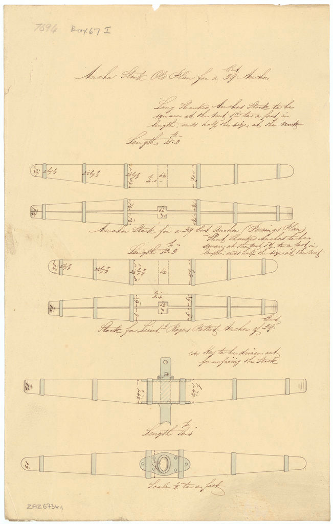 Two anchor stock designs for a 39 cwt anchor