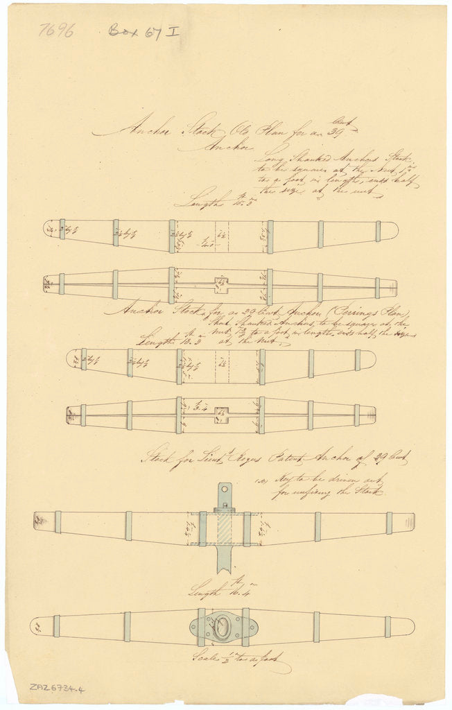 Two anchor stock designs for a 39 cwt anchor