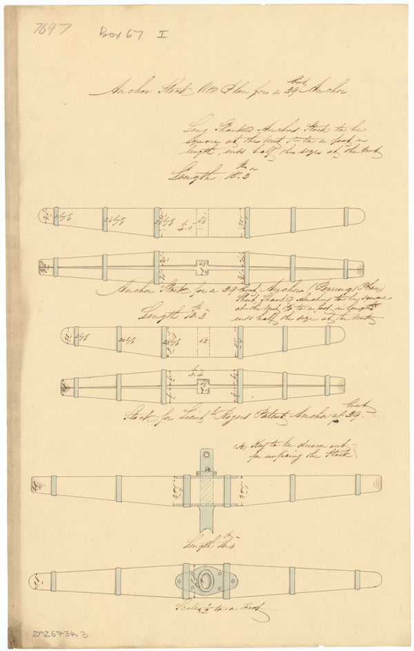 Two anchor stock designs for a 39 cwt anchor