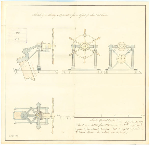 Steering apparatus for a vessel of about 45 tons