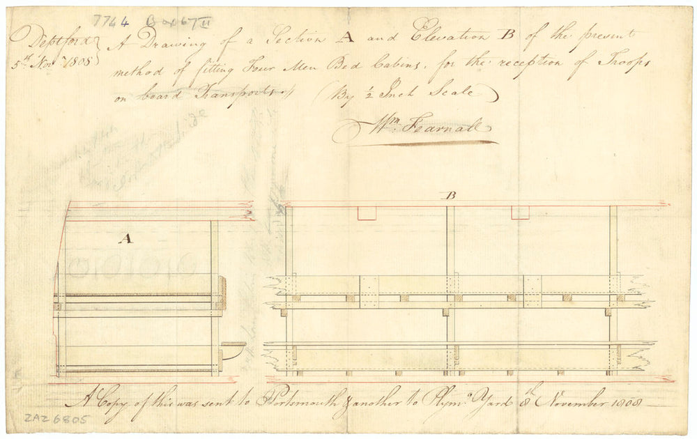 4-man bed cabins on Troopships (1808)