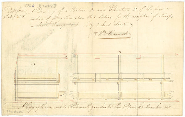 4-man bed cabins on Troopships (1808)