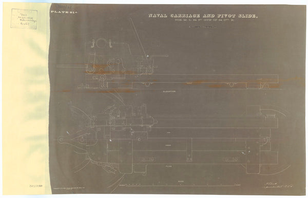 Naval carriage and Pivot Slide for a 64 pounder gun