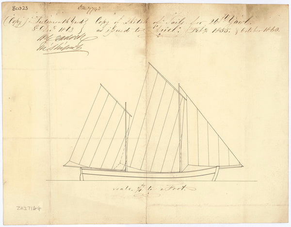 Sail plan for 'Ariel' (1854)