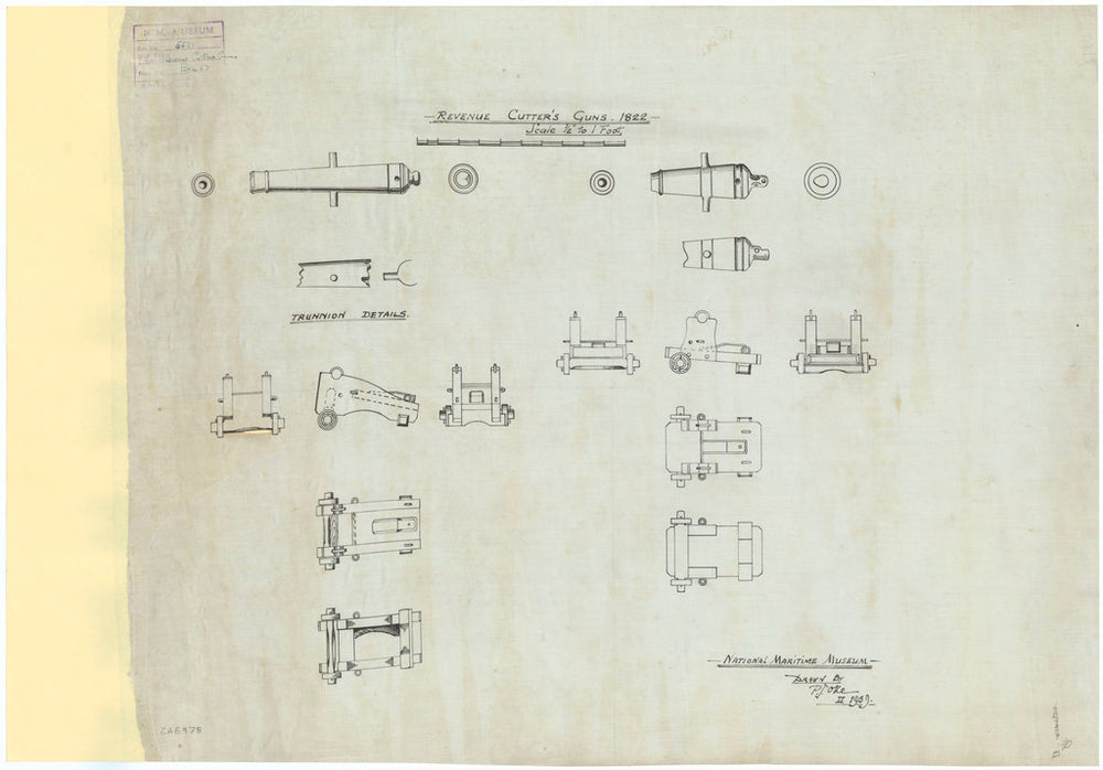 Gun and Carriage details for revenue cutters
