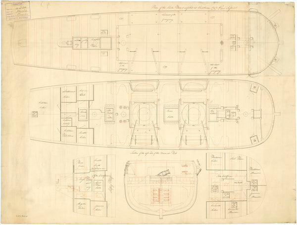 Deck plan for Hecla (1798)