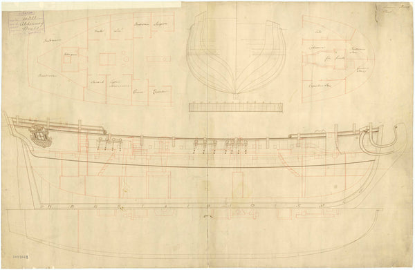 Profile plan for 'Alderney' (1735)