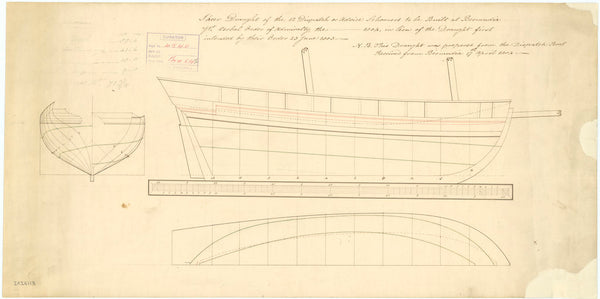 Sheer Draught of 12 Dispatch or Advice Schooners