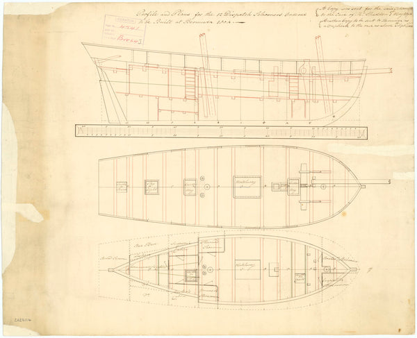 Profile and plans for 12 Dispatch Schooners