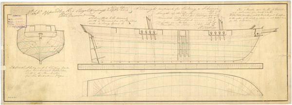 Lines plan of the Cockatrice (1832), Hornet (1831), Spider (1835) and Viper (1831)