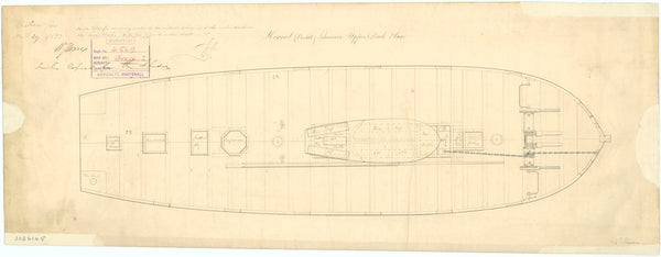 Upper deck plan for the Hornet (1831)