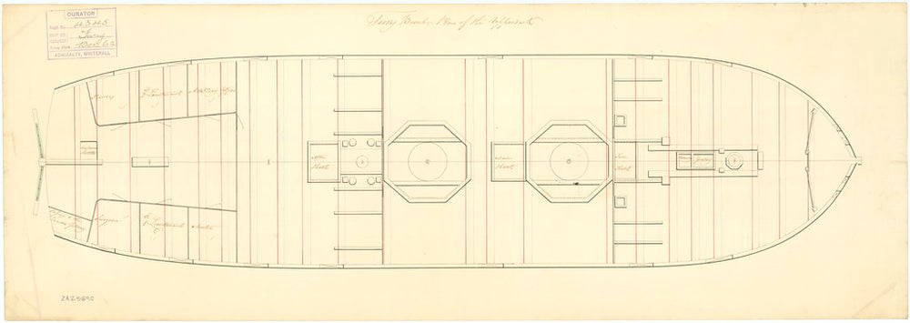 Upper deck plan of HMS Fure (circa 1816)