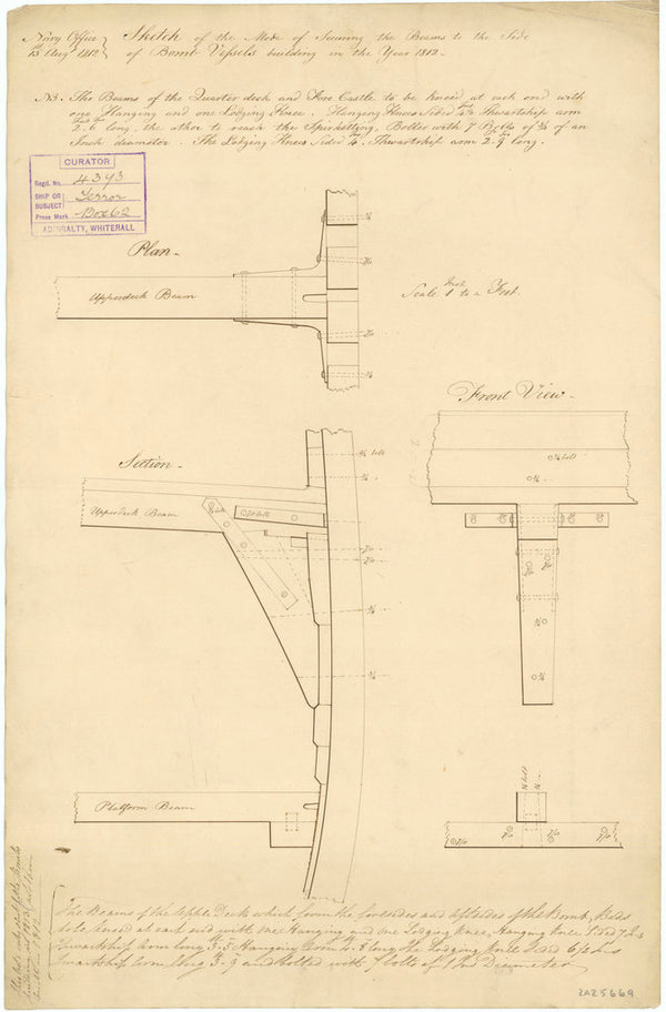 Beams plan of 'Vesuvius' (1813)