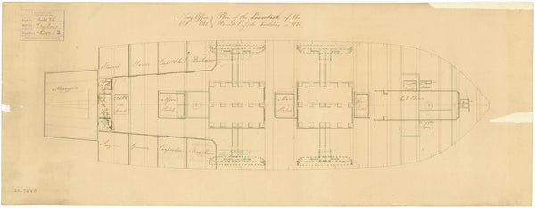 Plan of 'Erebus' (1826): lower deck as bomb vessel, 1820