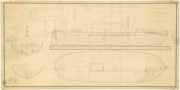 Lines & profile for 2 gun Gunboat