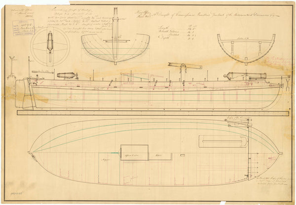 Lines & Profile plan for a two-gun Gunboat