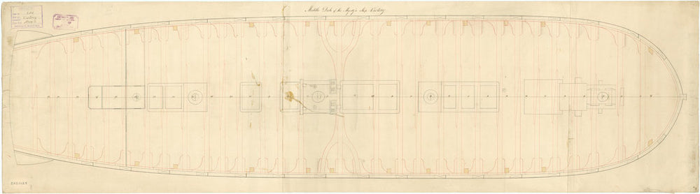 Middle deck plan for 'Victory' (1765)
