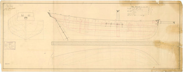 Lines & Profile plan for HMS 'Braak' (1795)