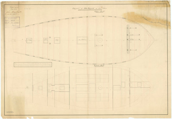 Plan of Upper and Lower Decks of HMS 'Braak' (1795)