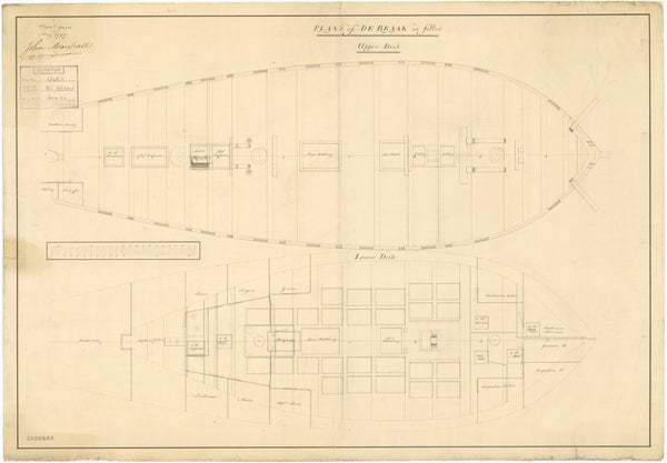 Plan of Upper and Lower Decks of HMS 'Braak' (1795)