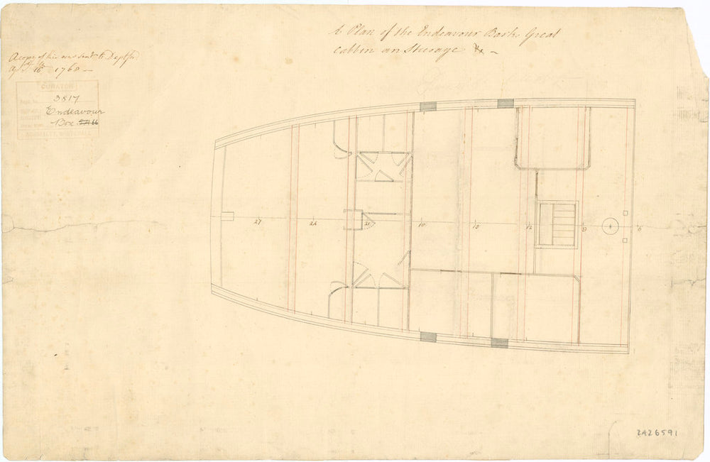 Plan of 'Endeavour' (1768)