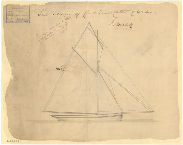 Sail plan for Spy Class Coast Guard Cutter