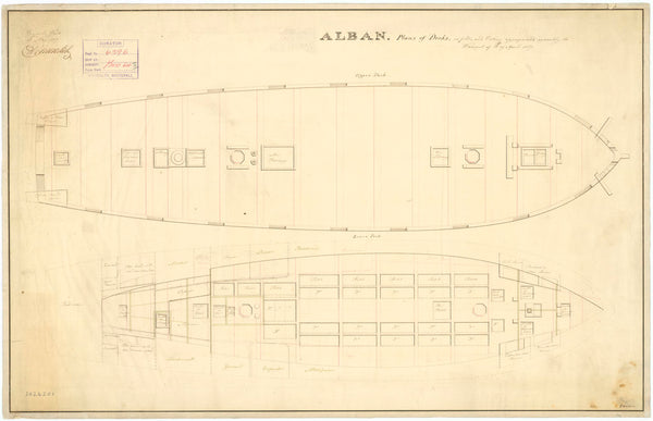 Decks plan for HMS 'Alban' (1813)