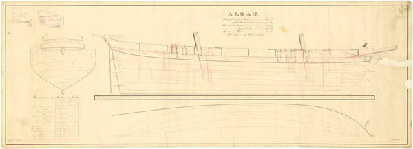 Lines & Profile plan for HMS 'Alban' (1813)