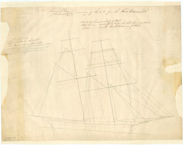 Sail plan for the Fair Rosamond (1831)