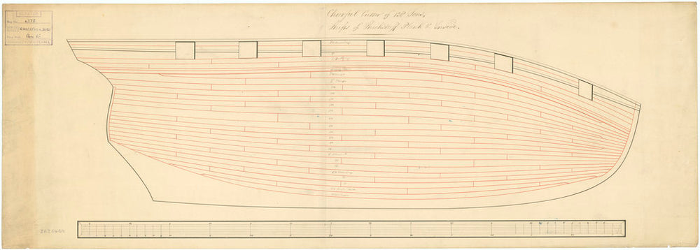 Plan of the inboard works, expansion of the vessels Surly (1806) and Cheerful (1806)