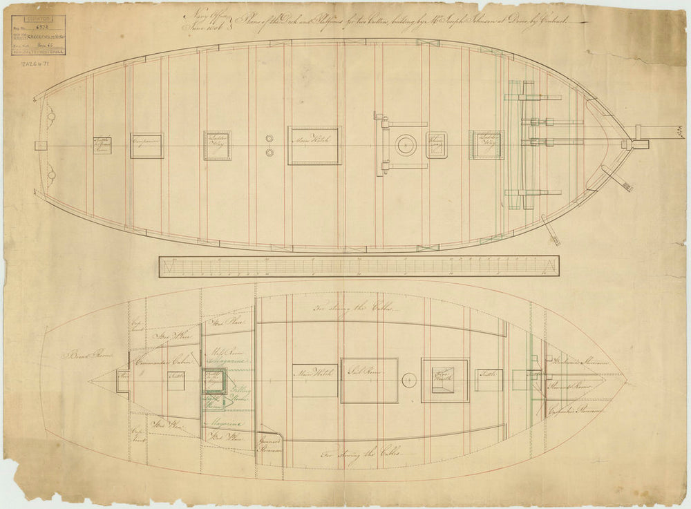 Platform plan of Surly (1806) and Cheerful (1806)