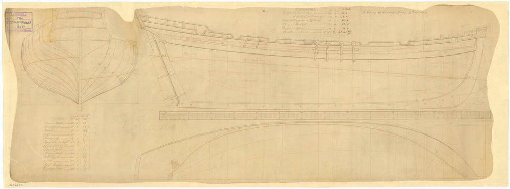 Lines & profile plans of Rattlesnake (1777)