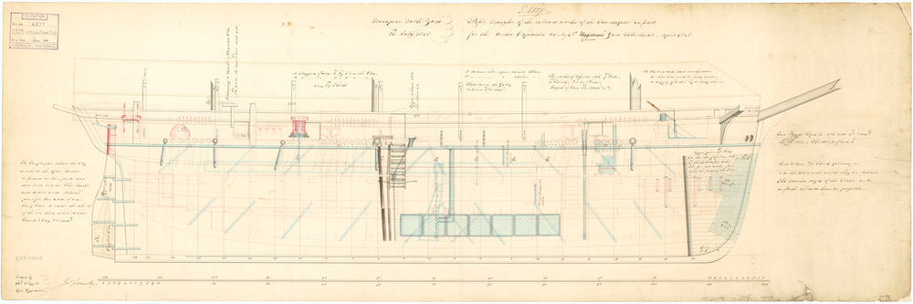 Inboard profile plan of 'Investigator' (1848)
