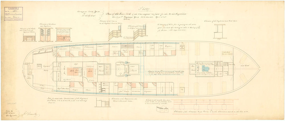 Lower deck plan of 'Investigator' (1848)