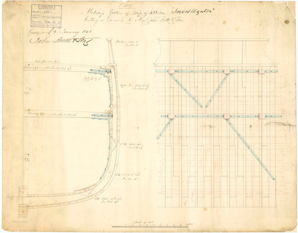 Midship section plan of 'Investigator' (1848)