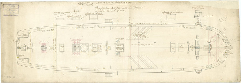 Upper deck plan for Resolute (1850)