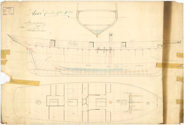 Sheer & profile plan of 'Adder'