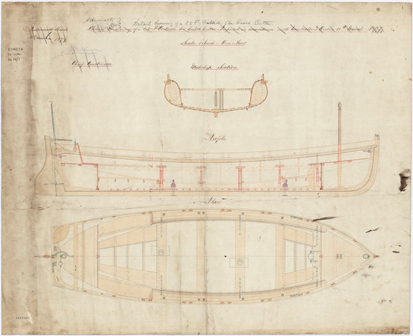 Profile plan of a 25 foot Cutter