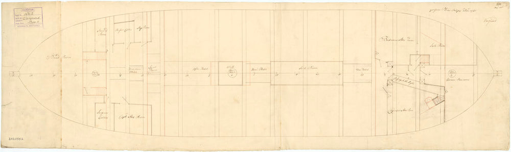 Orlop deck plan of 'Vanguard' (1748)