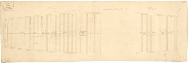 Quarterdeck and forecastle deck plan of 'Vanguard' (1748)