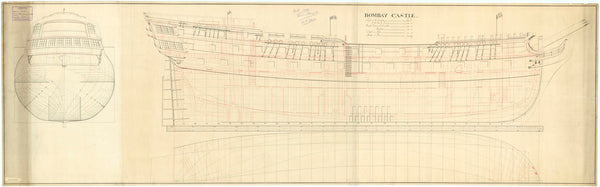 Body plan of 'Bombay Castle' (Br, 1782)