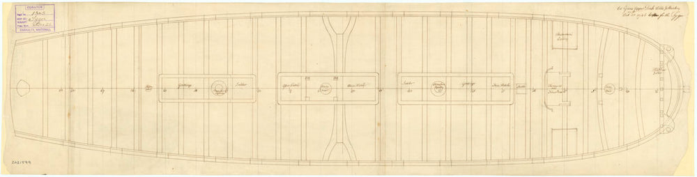 Plan of the upper deck of Tiger (1747)