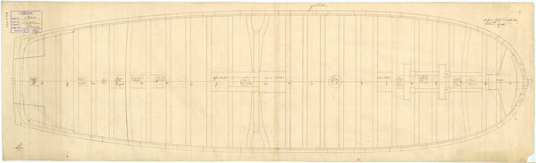 Plan of the gun deck (lower deck) of Tiger (1747)
