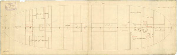 Plan showing the orlop deck with fore & aft platforms ofTiger (1747)