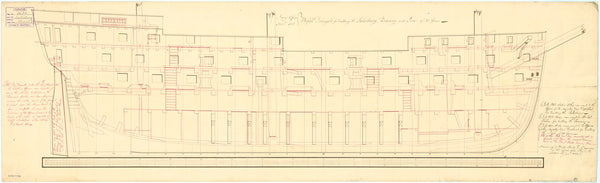 Inboard profile plan of 'Isis' (1819), 'Romney' (1815) and 'Salisbury' (1814)