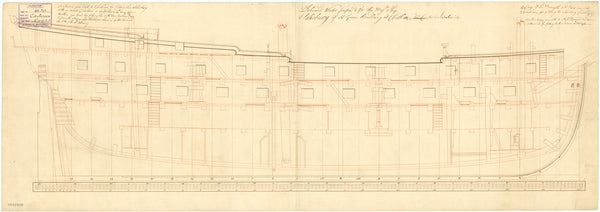 Inboard profile plan of the 50-gun, 4th rate 'Salisbury' (1769) and 'Centurion' (1774)