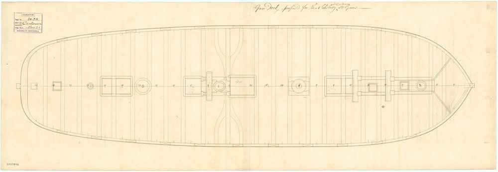 Deck and gun plan of the 50 gun, 4th rate 'Salisbury' (1769) and 'Centurion' (1774)
