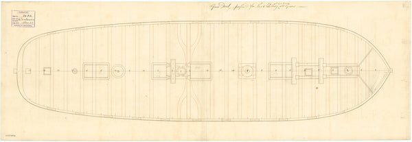 Deck and gun plan of the 50 gun, 4th rate 'Salisbury' (1769) and 'Centurion' (1774)