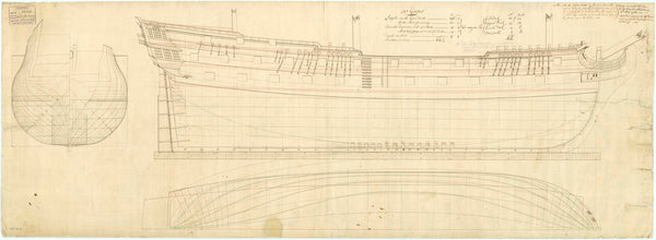 Lines plan of the 50-gun, 4th rate 'Salisbury' (1769) and 'Centurion' (1774)