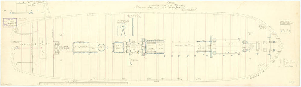 Upper deck plan for HMS 'Warspite' (1807)